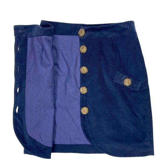 Leona by Lauren Leonard Mini Skirt Womens 4 Blue Corduroy 90s Western High Rise - Picture 4 of 9